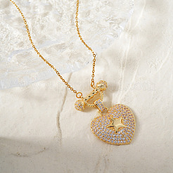 Модные латунные ожерелья с подвеской в виде сердца и звезды&nbsp;PD1467