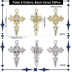 20шт 2 цвета сплав с подвесками со стразами&nbsp;FIND-SC0009-94