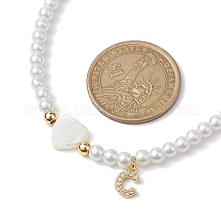 Ожерелья с подвесками из латуни микро-паве класса AAA с кубическим цирконием и буквами NJEW-JN04771-03