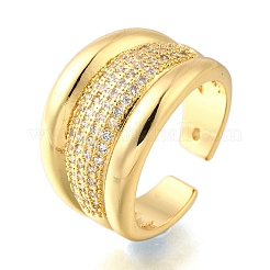 Латунные микропаве кубические цирконии регулируемые открытые манжеты кольца для женщин&nbsp;RJEW-K292-03G
