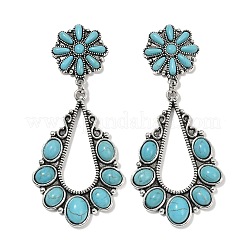 Серьги-гвоздики из сплава синтетической бирюзы&nbsp;LS-EJEW-U053-12AS