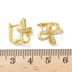 Фурнитура для сережек-колец с бантом из латуни с микропаве из прозрачного кубического циркония KK-G536-12G