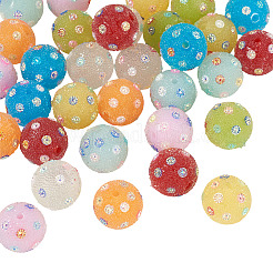 40 шт. 8-х цветные бусины из акриловой смолы ручной работы со стразами&nbsp;CLAY-TA0001-90B