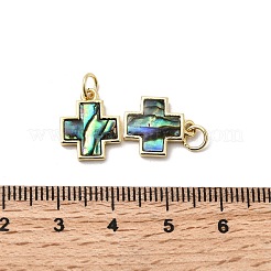 Подвески-крестики из эпоксидной смолы и натуральной ракушки пауа KK-K384-15G