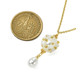 Ожерелья с подвесками из бисера и каплевидного АБС-пластика с имитацией жемчуга NJEW-MZ00086