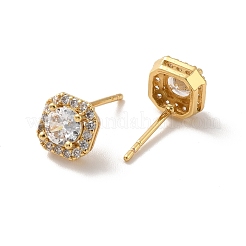 Квадратные серьги-гвоздики из прозрачного кубического циркония&nbsp;EJEW-K093-16G