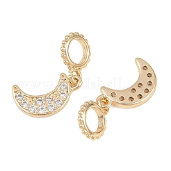 Подвески-шармы в виде луны из прозрачного кубического циркония с микропаве из латуни&nbsp;KK-H257-03G