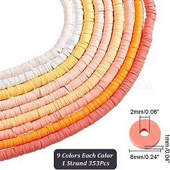 9 нить 9 цвета плоские круглые бусины ручной работы из полимерной глины CLAY-WR0001-01