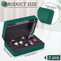 Прямоугольные коробки для показа колец на палец из искусственной кожи с 3 слотом CON-WH0099-10B