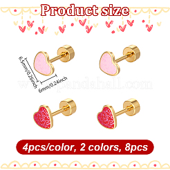 8 шт. 2-х цветные серьги-гвоздики из нержавеющей стали с эмалью EJEW-GO0003-23