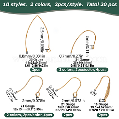 20 шт. 10 вида сережек-крючков из нержавеющей стали&nbsp;STAS-LP0001-54