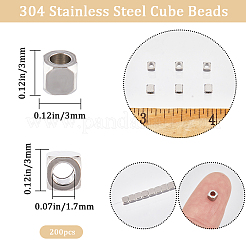 200 шт. бусины из нержавеющей стали марки 304&nbsp;STAS-BBC0004-27