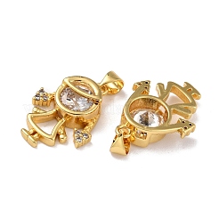 Латунные микропаве прозрачные подвески с фианитом ZIRC-A021-63G