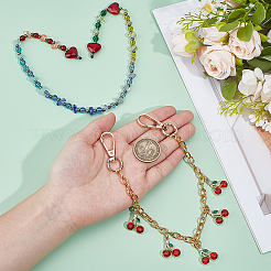 2 шт. 2 стиля стеклянные бусины и сплав вишневого цвета алюминиевые цепочки сумки декоративные цепочки&nbsp;HJEW-PH02234