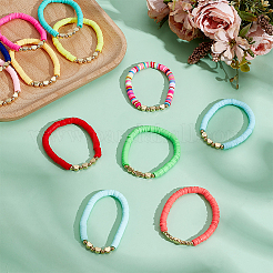 3 комплект из 36 эластичных браслетов из полимерной глины с бусинами хейши&nbsp;BJEW-GO0001-38