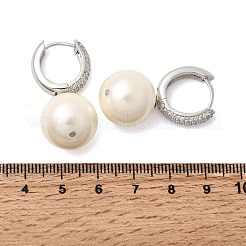 Круглые серьги-кольца из латуни с микропаве из прозрачных кубических цирконий&nbsp;EJEW-H180-01A-P