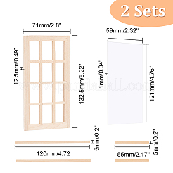 Прямоугольные деревянные мини окна своими руками DIY-WH0002-26