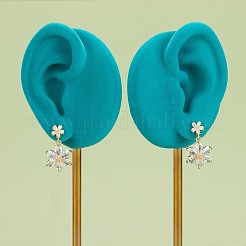 Латунные микро-паве прозрачные серьги-гвоздики из циркония&nbsp;KK-Z099-02G-01