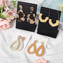 Серьги из ацетата целлюлозы и ротанга EJEW-SP0001-15