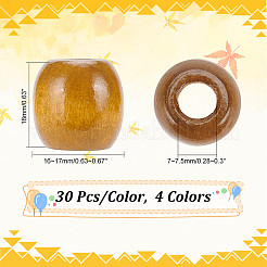 120 шт. 4-х цветные бусины из натурального дерева WOOD-HY0001-17