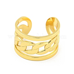 Овальные панцирные цепи из нержавеющей стали 304 с широкими открытыми манжетами для женщин RJEW-G321-16G