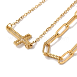 Наборы браслетов из цепочек-скрепок и тросов из нержавеющей стали 304 AJEW-U005-05A-G