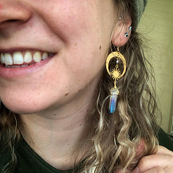 Серьги-подвески из сплава натурального кварцевого кристалла&nbsp;FS-WG5338F-01