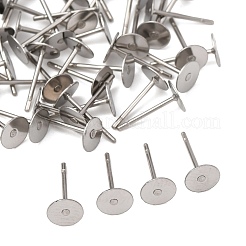 Устойчивая к потускнению хирургическая нержавеющая сталь 316 плоская круглая пустая закрепка для сережек-гвоздиков&nbsp;STAS-R073-06