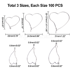 300 шт. 3 стиля фурнитуры для сережек-колец из нержавеющей стали 304 STAS-UN0023-08