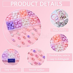 Наборы для изготовления браслетов из круглых непрозрачных акриловых бусин своими руками&nbsp;DIY-YW0011-77B