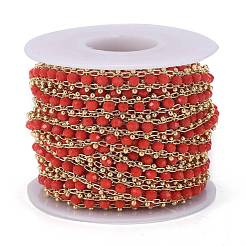 Латунные граненые стеклянные цепочки ручной работы из бисера&nbsp;CHC-F012-04A