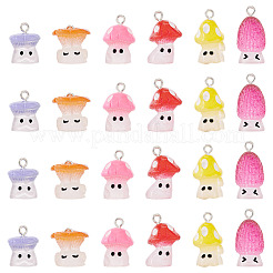 24 шт. подвески из смолы 6 стилей с железными петлями платинового тона RESI-TA0004-17