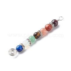7 чакра смешанные драгоценные камни медной проволоки обернутые большие подвески PALLOY-JF01899-02