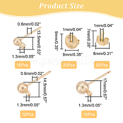38 шт. 3-х размерный латунный шариковый гвоздик для серьги&nbsp;KK-AR0003-01