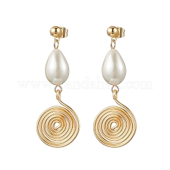 Серьги-гвоздики из стекла с жемчугом EJEW-JE06543-01