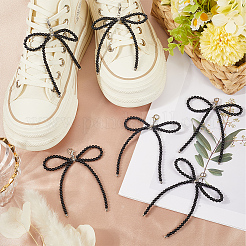 6 шт. подвеска-бантик из окрашенного стекла с жемчужинами&nbsp;HJEW-SP0001-14