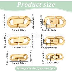 6 шт. 3 стиля раскладывающихся застежек из нержавеющей стали 304&nbsp;STAS-PH0006-08