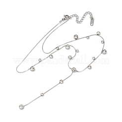 304 нержавеющая сталь pave прозрачный кубический цирконий плоская круглая цепочка y ожерелья&nbsp;LS-NJEW-Z088-01P