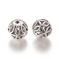 Полые тибетский стиль бисером сплав TIBEB-L004-047AS