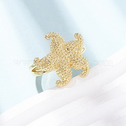 Открытые кольца из латуни с морской тематикой&nbsp;LS-RJEW-Z129-01G-03