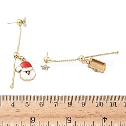 Рождественские серьги-гвоздики с эмалью из алюминиевого сплава для женщин EJEW-F399-05B-G