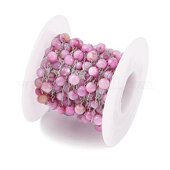 Цепочка из круглых бусин ручной работы из нержавеющей стали 304 и окрашенных ракушек CHS-H028-04A-01