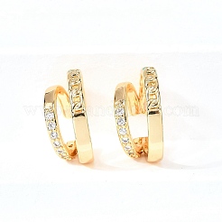 Латунные серьги-манжеты из прозрачного кубического циркония&nbsp;EJEW-F370-01G