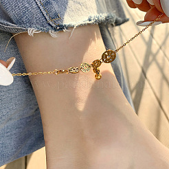 Браслеты на ногу из нержавеющей стали 304 с цепочкой в виде монеты и подвеской-колокольчиком FS-WG3E5BA-01