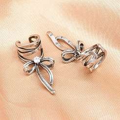 Серьги-манжеты с бантом из хирургической нержавеющей стали 316 EJEW-C160-02AS