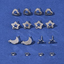 16 шт. 4 стиля фурнитуры для сережек-гвоздиков из нержавеющей стали 304 STAS-FS0001-85P