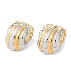 Двухцветные серьги-гвоздики в форме ракушки из нержавеющей стали 304&nbsp;EJEW-M073-12PG