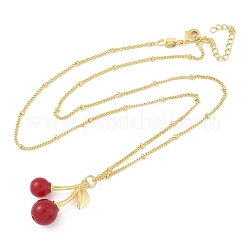 Латунная смола вишня кулон спутниковая цепь ожерелья для женщин NJEW-D306-02G-B