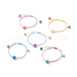 Набор браслетов из круглых плетеных бусин из натурального дерева&nbsp;BJEW-JB08807