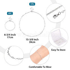 1 комплект латунного браслета и ожерелья с звеньями в форме сердца&nbsp;SJEW-TA0001-05